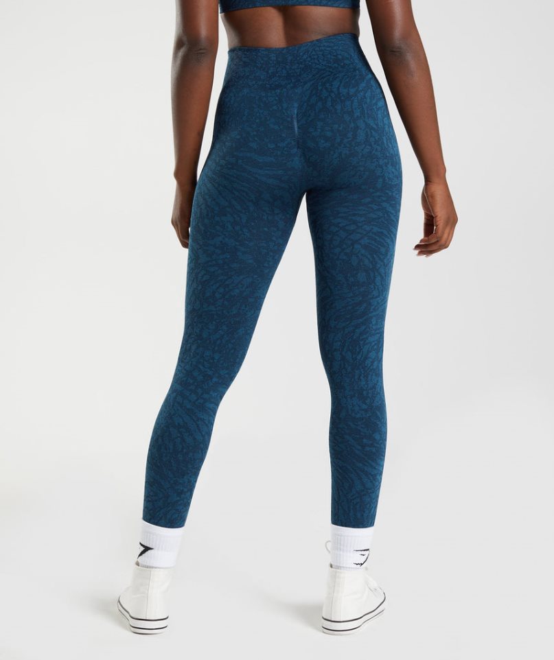 Women's Gymshark Adapt Animal Seamless Leggings Navy | NZ 8RXMNV